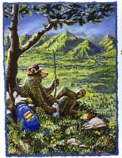 Hiking Bear - Copyright ©1993 Jim Morris Environmental Shirt Company and Scott Knauer