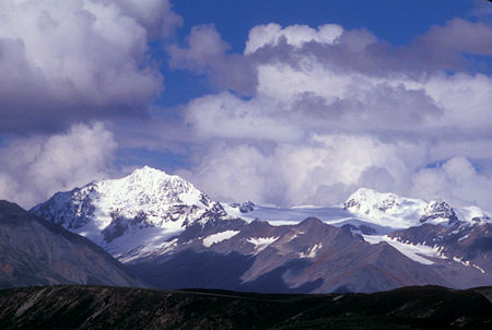 Icefall Peak (left) and Gakona Peak & Glacier (right) from south of Summit Lake on Richardson Highway