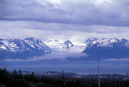 View of Grewingk Glacier on other side of bay from Homer, Alaska