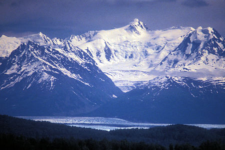 View from Glenn Highway to Mt. Goode and Knik Glacier (bottom behind hills) near Palmer, Alaska