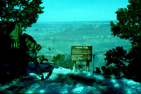 Hitting Kaibab Trail near Yaki Point - Grand Canyon National Park - Dec 1961 Hitting Kaibab Trail near Yaki Point - Grand Canyon National Park - Dec 1961