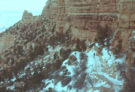 Kaibab Trail along cliff under Yaki Point - Grand Canyon National Park - Dec 1961 Kaibab Trail along cliff under Yaki Point - Grand Canyon National Park - Dec 1961