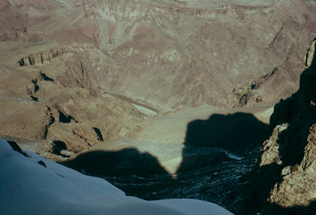 Plateau Point, Pipe Creek Canyon, Colorado River, Bright Angel Canyon (right) looking northwest from view point at end of O'Neill Butte ridge - Grand Canyon National Park - Dec 1961