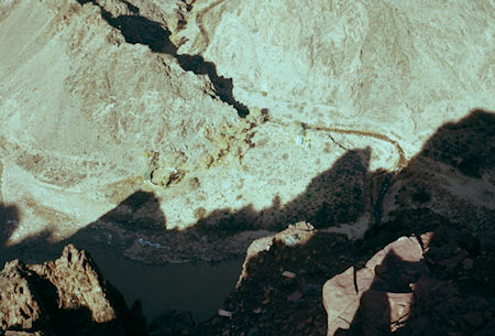 Looking down on U. S. Geological Survey camp and Bright Angel Creek - Grand Canyon National Park - Dec 1961 Looking down on U. S. Geological Survey camp and Bright Angel Creek - Grand Canyon National Park - Dec 1961