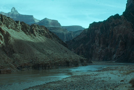 View upstream on Colorado River at Zoroaster Temple - Grand Canyon National Park - Jan 1962 View upstream on Colorado River at Zoroaster Temple - Grand Canyon National Park - Jan 1962