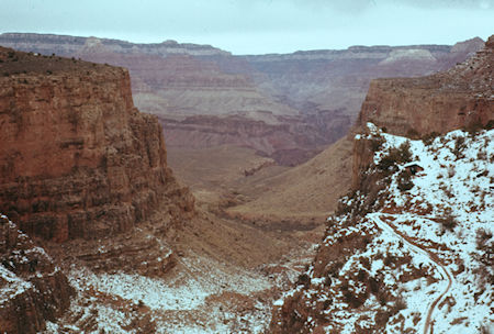 Looking back down Bright Angel Trail from about 5,000' - Grand Canyon National Park - Jan 1962 Looking back down Bright Angel Trail from about 5,000' - Grand Canyon National Park - Jan 1962