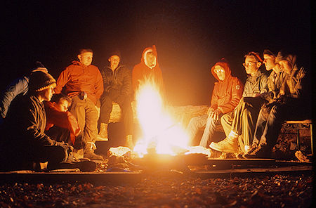 Campfire at camp below Havasu Falls - Grand Canyon National Park - Dec 1962 (part of Havasupai Indian Reservation as of 1975)