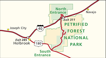 Petrified Forest National Park Location Map 2006