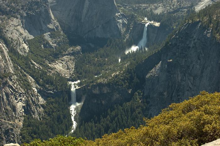 Vernal and Nevada Falls on Merced River from Washburn Point