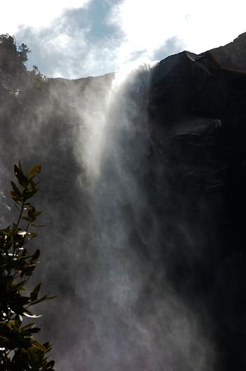 Wind whipped mist cooled us off at Bridalveil Falls