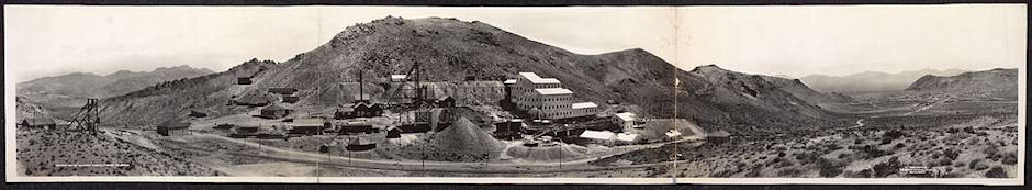 Montgomery Shoshone Mine Jan 1908 - Rhylolite is in the distance on the right