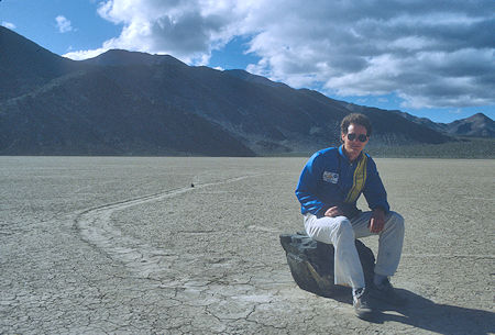 Jim White sitting on one of the 'moving' rocks - 1985
