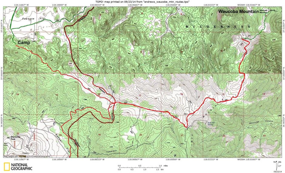 Waucoba Mountain Route Map Waucoba Mountain Route Map