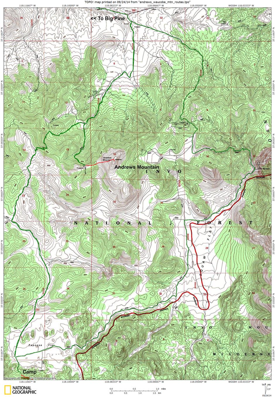 Andrews Mountain Route Map Andrews Mountain Route Map