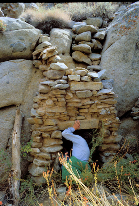 Jimmy White examines rock work in 1981 ... may have been a fireplace or a storage area