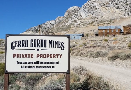 Cerro Gordo Mines Sign