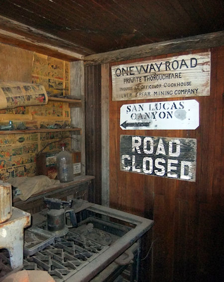 Directional signs and other artifacts found around Cerro Gordo, now housed in the assay office