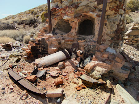 Remnants of Victor Beaudry's smelter (furnace) on the west side of the Cerro Gordo mining camp