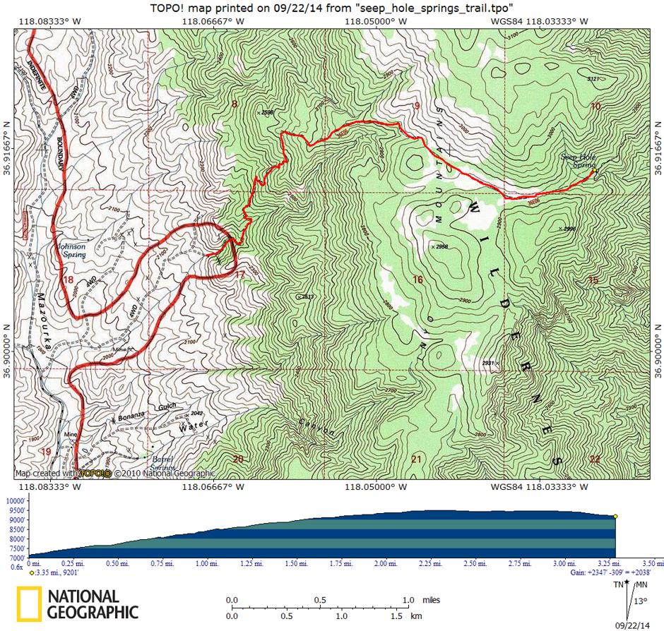 Seep Hole Spring Trail Map
