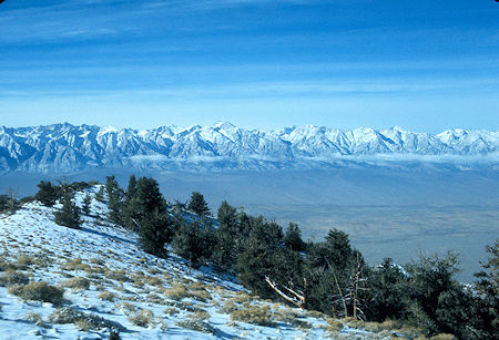 View of Mt. Whitney north along the Sierra Nevada from Mount Inyo