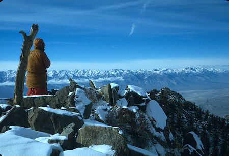 Gil Beilke viewing Sierra Nevada from Mount Inyo