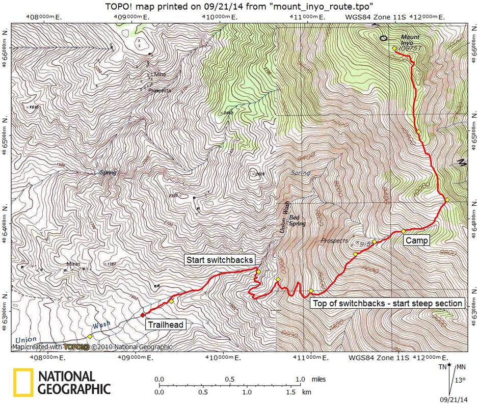 Mount Inyo Route Map