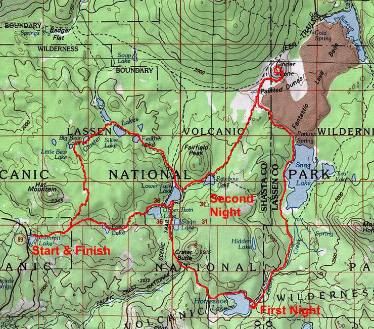 1975 Backpack Trip Map