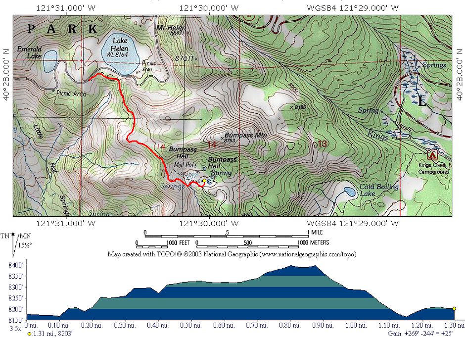 Bumpass Hell Trail Topo Map Bumpass Hell Trail Topo Map