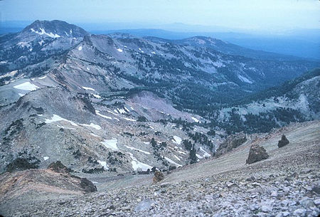Brokeoff Mountain and area west of Lassen Peak from trail Brokeoff Mountain and area west of Lassen Peak from trail