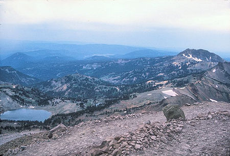 Helen Lake and Brokeoff Mountain from Lassen Peak trail Helen Lake and Brokeoff Mountain from Lassen Peak trail