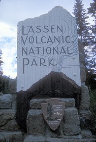 Lassen Volcanic National Park entrance sign Lassen Volcanic National Park entrance sign