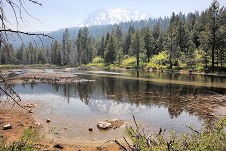 Lassen Peak over Hat Lake - haze from forest fires Lassen Peak over Hat Lake - haze from forest fires