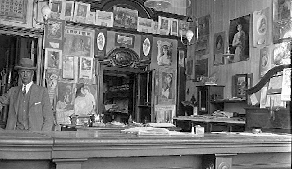 Inside Bodie Bank circa 1920 with owner J. S. Cain Inside Bodie Bank circa 1920 with owner J. S. Cain