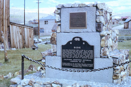 Bodie State Historic Park monument - August 25, 1962 Bodie State Historic Park monument - August 25, 1962