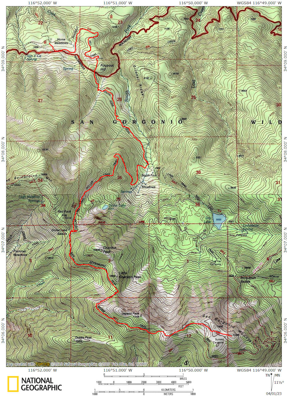 San Gorgornia Mountain South Fork Trail Map San Gorgornia Mountain South Fork Trail Map