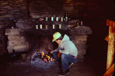 Cooking inside hut on top of San Jacinto Peak - 10-26-58 Cooking inside hut on top of San Jacinto Peak - 10-26-58