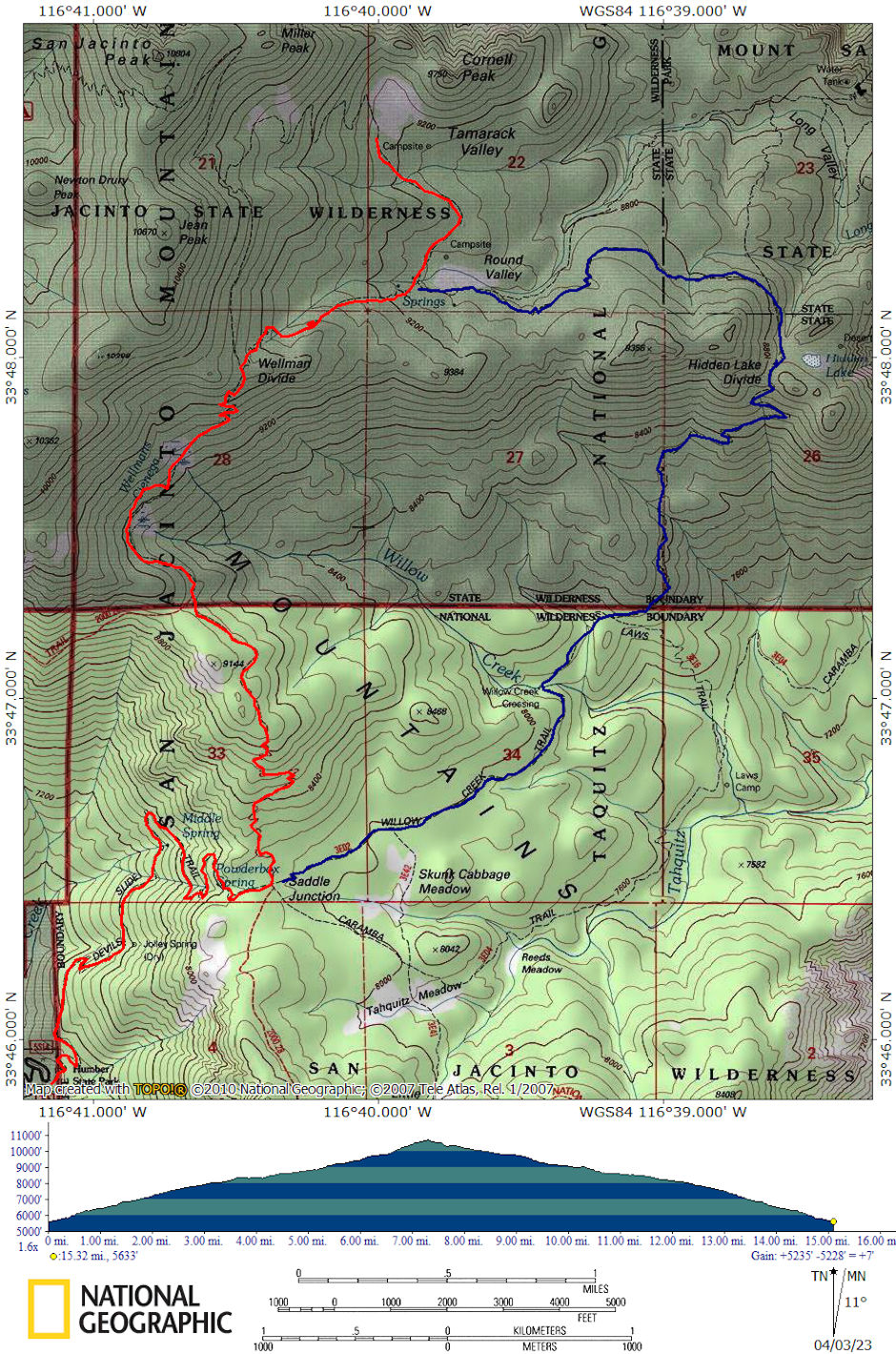 Cornell Peak Trail via Wellman Ridge with Willow Creek alternate map Cornell Peak Trail via Wellman Ridge with Willow Creek alternate map