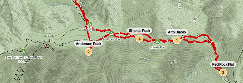 Alto Diablo Peak and others on the San Bernardino Mountain Ridge