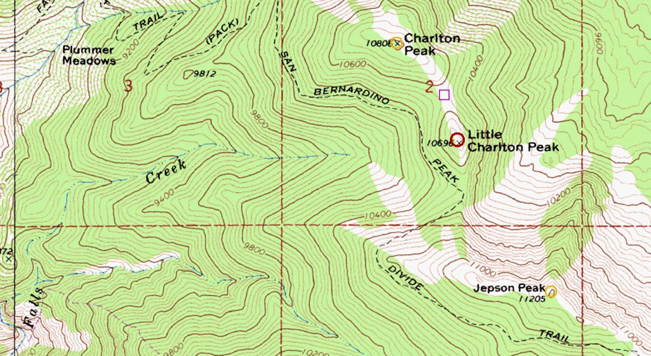 Little Charlton Peak map