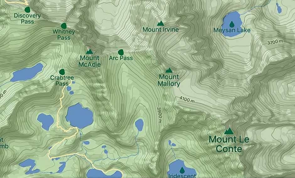 Mt. LeConte, Mt. Mallory and vicinity map Mt. LeConte, Mt. Mallory and vicinity map