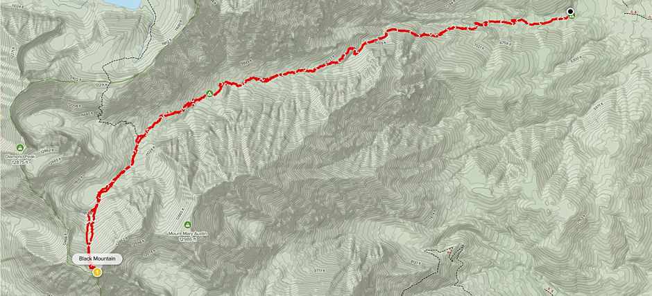 Route to Black Mountain at bottom left Route to Black Mountain at bottom left