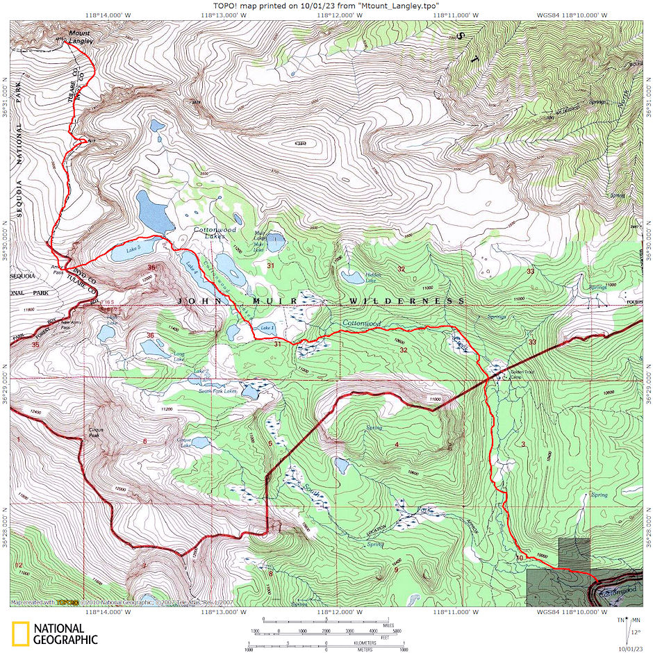 Mount Langley climbing route 1967 and 1968 Mount Langley climbing route 1967 and 1968