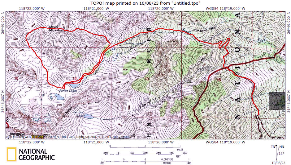 Mount Mary Austen climb route map 1971 Mount Mary Austen climb route map 1971
