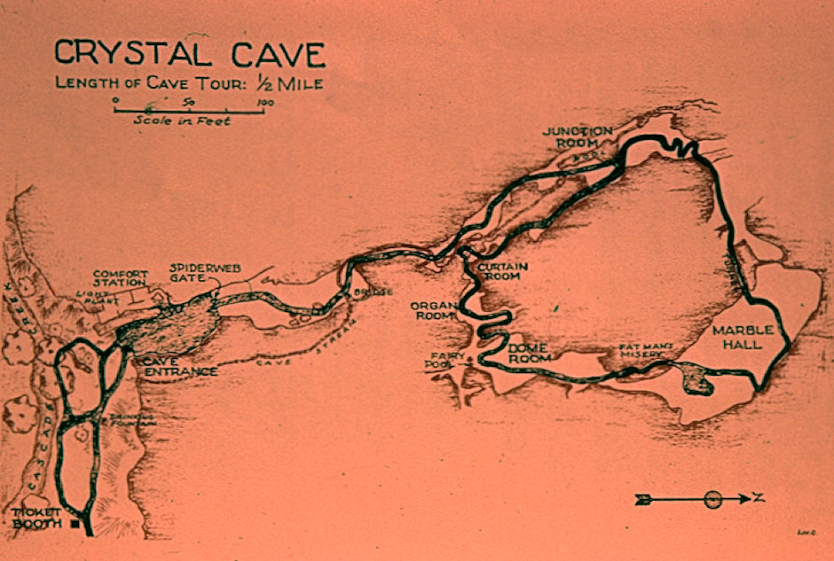 Crystal Cave map - Sequoia National Park 16 Jul 1957 Crystal Cave map - Sequoia National Park 16 Jul 1957