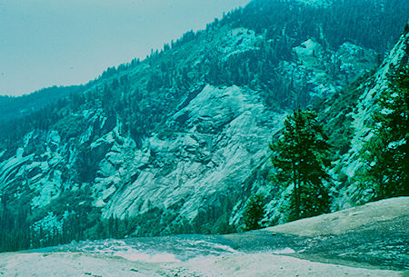 View of trail across canyon from above cascade - Sequoia National Park 19 Jul 1957 View of trail across canyon from above cascade - Sequoia National Park 19 Jul 1957