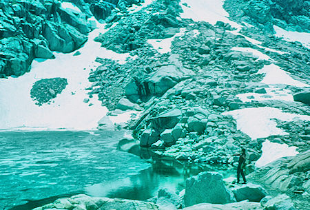 Scene at 'Cliff Lake', unknown fellow hiker - Sequoia National Park 20 Jul 1957 Scene at 'Cliff Lake', unknown fellow hiker - Sequoia National Park 20 Jul 1957