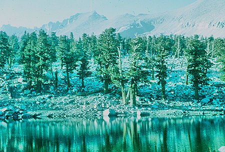 'Red' Kaweah Peak and small lake at top of climb before dropping into Moraine Lake - Sequoia National Park 20 Jul 1957 'Red' Kaweah Peak and small lake at top of climb before dropping into Moraine Lake - Sequoia National Park 20 Jul 1957
