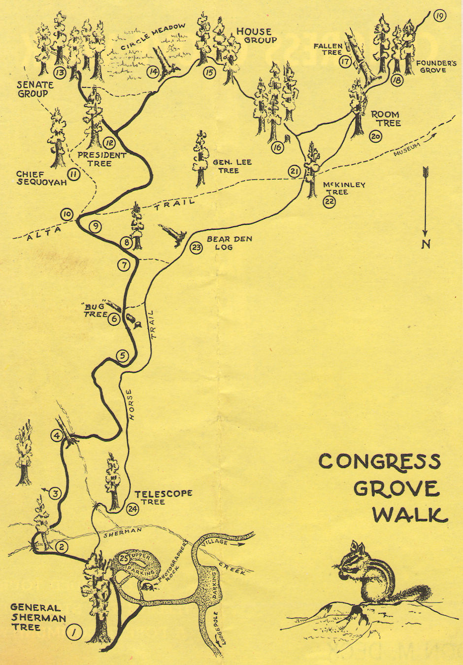 Congress Grove Walk map - Sequoia National Park 15-17 Jul 1957 Congress Grove Walk map - Sequoia National Park 15-17 Jul 1957
