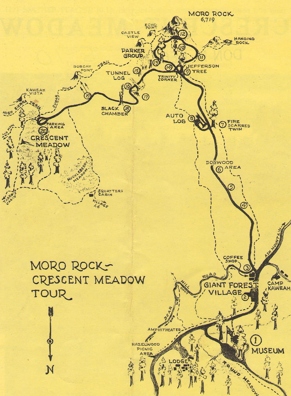 Crescent Meadow-Moro Rock area map - Sequoia National Park 15-17 Jul 1957 Crescent Meadow-Moro Rock area map - Sequoia National Park 15-17 Jul 1957