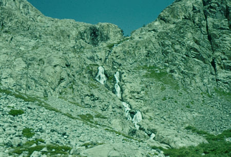 Trail on left from lunch at top of waterfall below Lake Catherine - Ansel Adams Wilderness - Aug 1958 Trail on left from lunch at top of waterfall below Lake Catherine - Ansel Adams Wilderness - Aug 1958